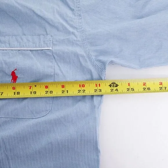 Polo Ralph Lauren Sleep Shirt Men's Large Blue Striped Pullover Long Sleeve - Picture 8 of 10